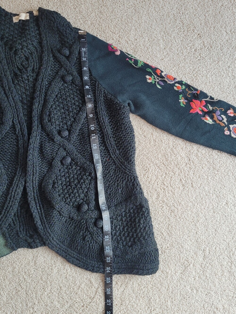 Anthropologie Sleeping On Snow Stitched Flora Embroidered Cardigan Sweater Sz L - Picture 9 of 12